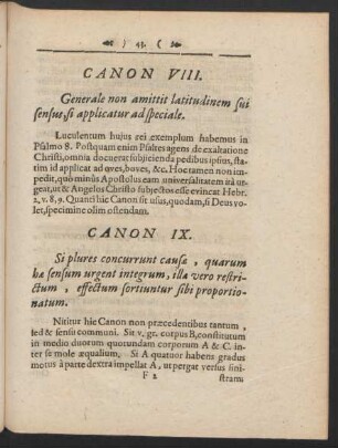 Canon VIII. Generale non amittit latitudinem sui sensus, si applicatur ad speciale.