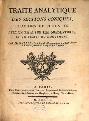 Traité analytique des Sections coniques