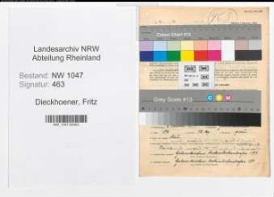 Entnazifizierung Fritz Dieckhoener , geb. 06.10.1887 (Angestellter)