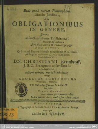 Diatribe iuridica de obligationibus in genere