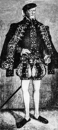 Bildnis des Kurfürsten August von Sachsen : Krell, Hans (gest. 1565). Bildnis des Kurfürsten August von Sachsen (1526-1586). Leindwand; 202 x 93 cm. Kriegsverlust