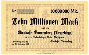 Gutschein über Zehn Millionen Mark
