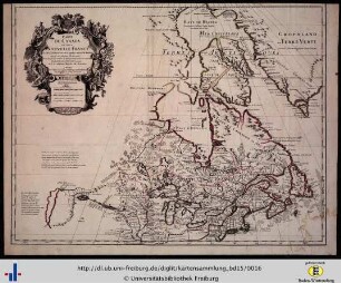 Carte du Canada ou de la Nouvelle France et des decouvertes qui y ont été faites.