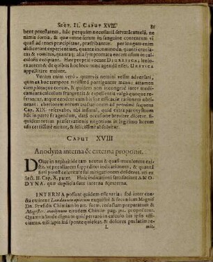 Caput XVIII Anodyna interna & externa proponit.