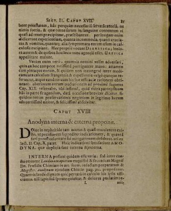 Caput XVIII Anodyna interna & externa proponit.