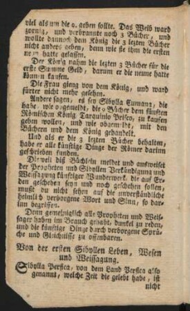 Von der ersten Sibyllen Leben, Wesen und Weissagung.
