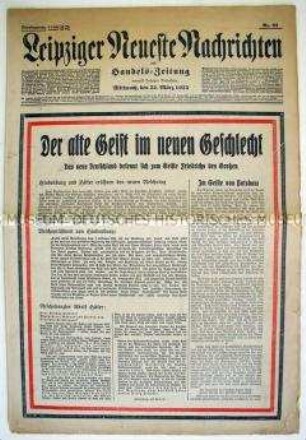 Tageszeitung "Leipziger Neueste Nachrichten" zum "Tag von Potsdam"