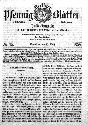 No. 15, Sonnabend, den 10. April