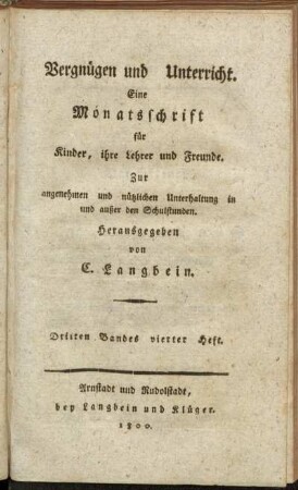 Dritten Bandes vierter Heft.