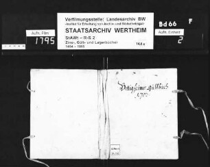 Böttigheimer Zins und Gült, renoviert anno 1703 (mit Vornamenregister)
