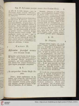 Caput II. Referuntur praecipui errores circa gratiam Christi