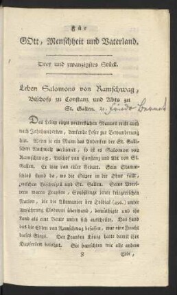 Drey und zwanzigstes Stück