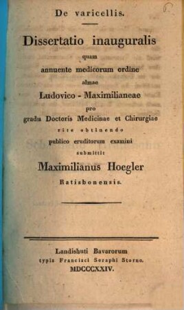 De varicellis : dissertatio inauguralis ...