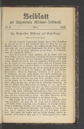 Beiblatt N° 2. März. 1889