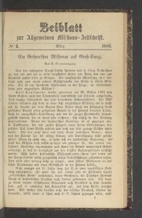 Beiblatt N° 2. März. 1889