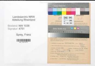 Entnazifizierung Franz Sprey , geb. 15.05.1898 (Postbeamter)