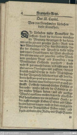 Das III. Capitel. Von den fürnehmsten Ursachen dieser Kranckheit