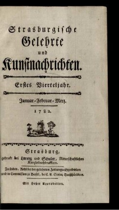 Erstes Vierteljahr. Januar~Februar~Merz. 1782.