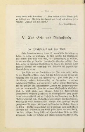 V. Aus Erd- und Naturkunde