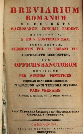 Breviarium Romanum, 4. Pars Vernalis