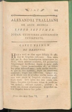 Alexandri Tralliani De Arte Medica Liber Septimus
