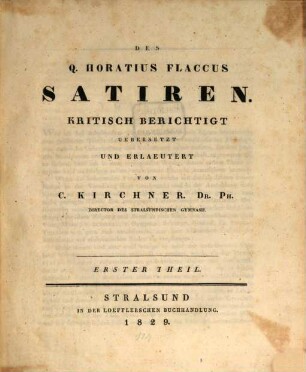 Des Horatius Flaccus Satiren, 1