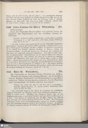 227. 1540, [etwa Februar bis März]. Wittenberg