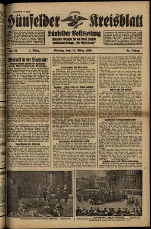 Erste Ausgabe vom Montag, den 13. März 1939.