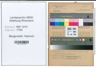 Entnazifizierung Heinrich Bergendahl , geb. 05.04.1893 (Werkmeister)
