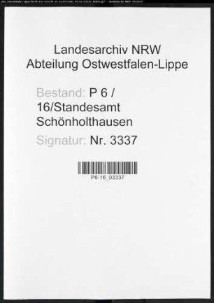 Sterberegister Standesamt Schönholthausen