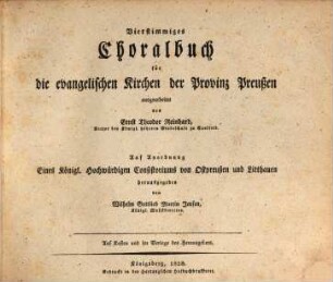 Vierstimmges Choralbuch für die evangelischen Kirchen der Provinz Preußen