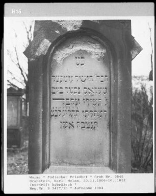 Grabstein von Karl Melas (gestorben 1852)