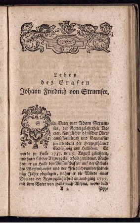 Leben des Grafen Johann Friedrich von Struensee.