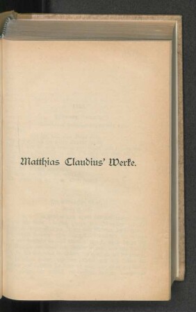 Matthias Claudius' Werke