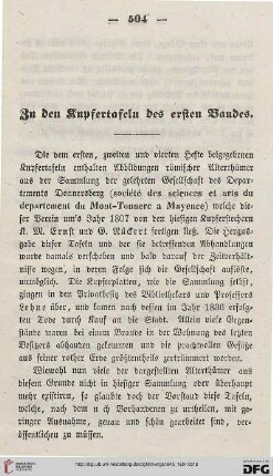Zu den Kupfertafeln des ersten Bandes