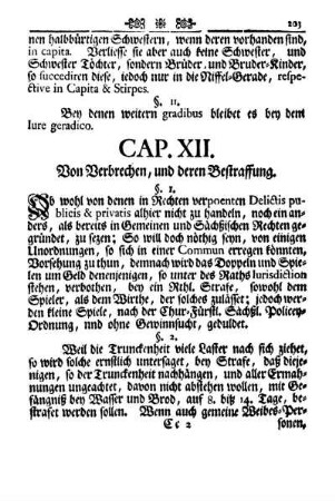 Cap XII. Von Verbrechen, und deren Bestraffung.