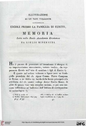 7: Illustrazione di un vaso volcente rappresentante Ercole presso la famiglia di Eurito : memoria; letta nella Reale Accademia Ercolanese