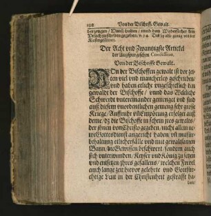 Der Acht und zwanßigste Artickel der Augspurgischen Confession.