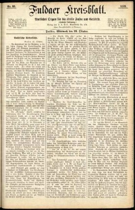 Erste Ausgabe vom Mittwoch, den 23. Oktober 1878.