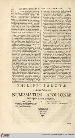 Philippi Parutae Archetyporum numismatum Apolloniae […]