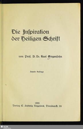 Die Inspiration der Heiligen Schrift