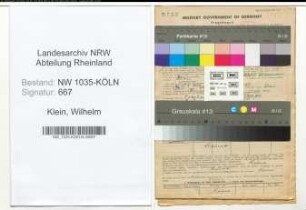 Entnazifizierung Wilhelm Klein , geb. 17.06.1904 (Kaufmann)