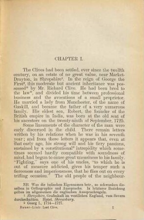 Lord Clive : Zum Schul- und Privatgebrauch herausgegeben von J. Bauer und Th. Link. Mit Wörterverzeichnis und Karte