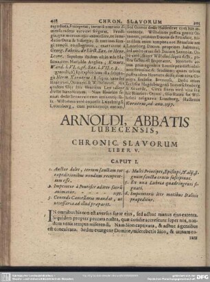 Arnoldi, Abbatis Lubecensis Chronic. Slavorum Liber V.