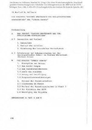 Die Projekte "Kleines Wörterbuch des DDR spezifischen Wortschatzes" und "Lunder Korpus"