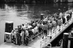 Mainau, Insel Mainau: Publikum auf Schiffsanlegesteg