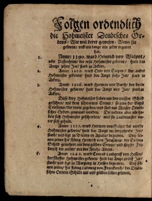 Folgen ordendlich die Hohmeister Deudtsches Ordens ...