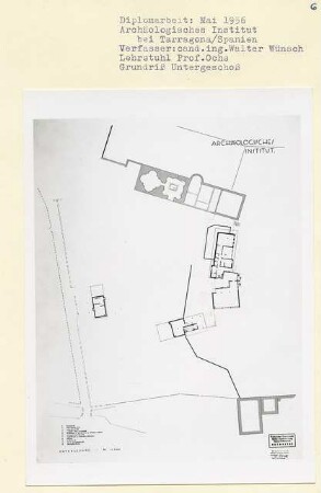 Archäologisches Institut (Diplomarbeit bei Karl Wilhelm Ochs), bei Tarragona: Grundriss Untergeschoss 1:200