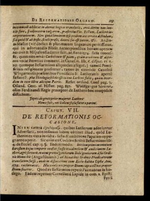 Caput VII. De Reformationis Occasione