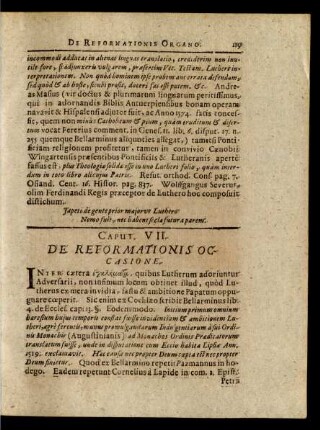 Caput VII. De Reformationis Occasione